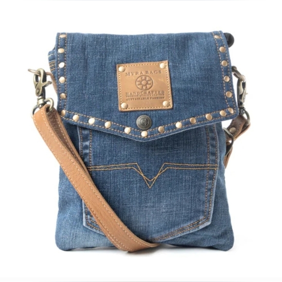 Handbags - Western Denim Crossbody Bag Cowboy Style Cowgirl Denim Bag Southwestern Bag